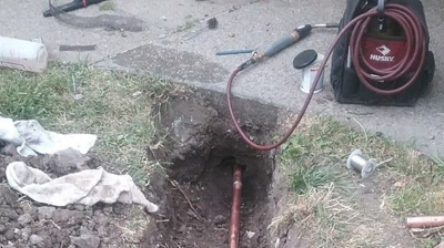 Installation of a new copper water main Photo