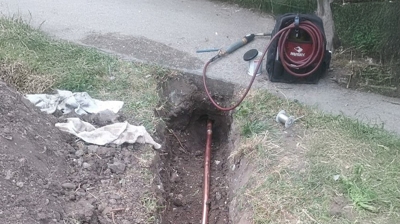 Installation of a new copper water main Photo